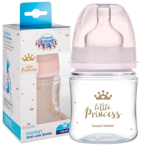 CANPOL BABIES STICLĂ LATĂ ANTI-COLICI 120ml ROYAL 0+
