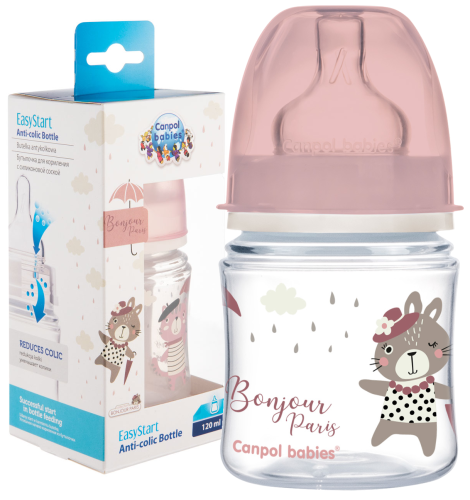 CANPOL BABIES STICLĂ LARGĂ ANTI-COLIC 120ml BONJOUR 0+