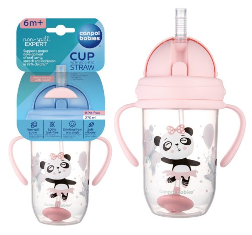 Canpol Babies Cană Antiscurgere cu Pai și Greutate 6m+