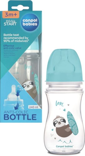 CANPOL BABIES STICLĂ LATĂ ANTI COLICI 240ml EXOTIC +3m