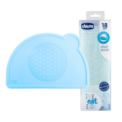 Chicco Măsuța Din Silicon pentru Mâncare Albastră Take Eat Easy 18m+