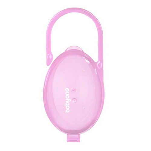 Babyono Recipient Pentru Suzetă Etui Cu Clips Pentru Cărucior Roz