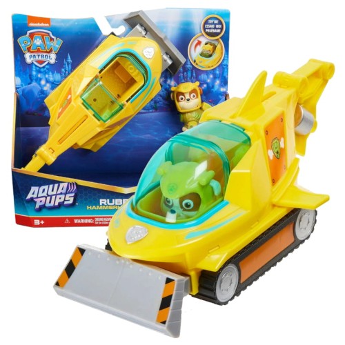 Patrula Canină Aqua Pups Vehicul Rechin Ciocan + Figurina Rubble 3+