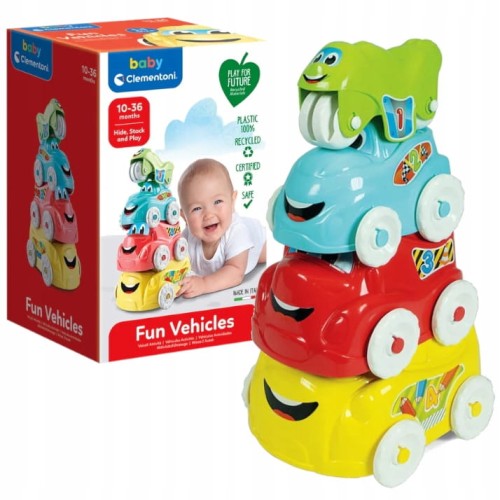 Clementoni Baby Piramida Turnul Cu Mașinuțe 4 buc 10m+