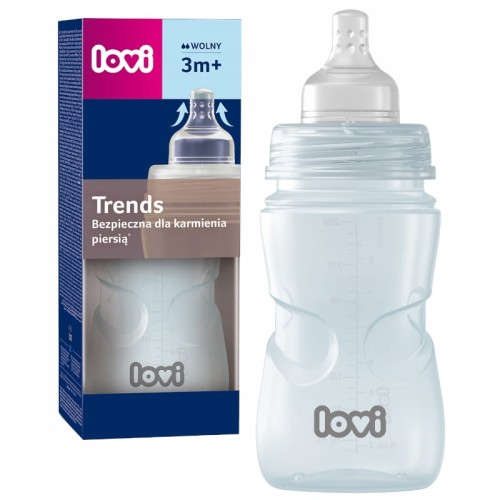 LOVI ZIELONA BUTELKA LOVI TRENDS 250ML 3M+ BEZPIECZNA DLA KARMIENIA PIERSIĄ
