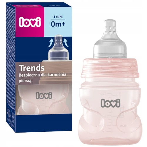 LOVI RÓŻOWA BUTELKA LOVI TRENDS 120ML 0M+BEZPIECZNA DLA KARMIENIA PIERSIĄ
