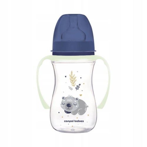 CANPOL BABIES BIBERON LAT WIDE CU MANERE LUMINATE KOALA 240ml 3m+