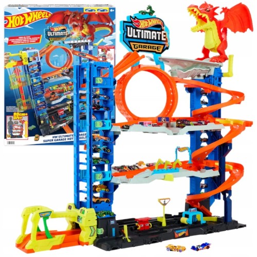 HOT WHEELS CITY MEGA GARAJ ATAC DRAGON PISTĂ TEMATICĂ 4 NIVELURI