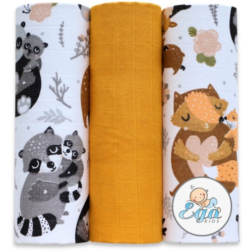 Ega Kids Set de Păturici Muselinate Cu Model 3 buc. 60x80 cm