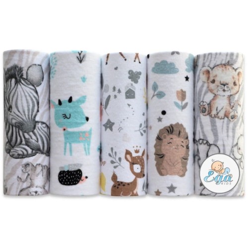 Ega Kids Set de Scutece Imprimate din Flanel 5 buc. 70 x 80 cm