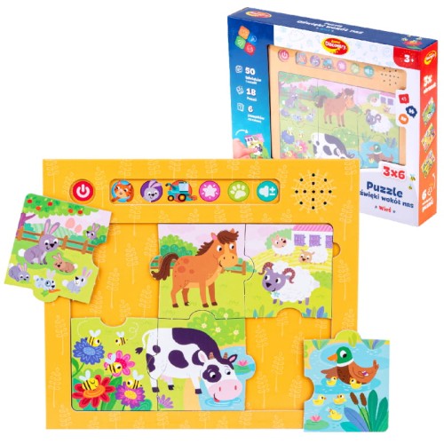 DUMEL PUZZLE MOALE SUNETE ÎN JURUL NOSTRU SAT 50 SUNETE ȘI MELODII 18 EL.