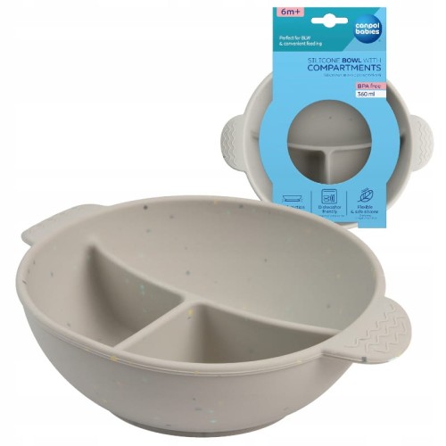 CANPOL BABIES BOL SILICON DOTS CU 3 COMPARTIMENTE ȘI SUCTIUNE 360 ML