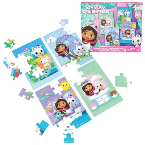 Căsuța pentru pisici Gabi Puzzles din lemn 4-pachet 4în1 Set