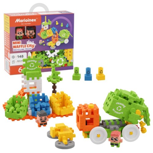 Marioinex Blocuri Mini Waffle City Mașină de Gunoi Vehicul Comunale 148 El.