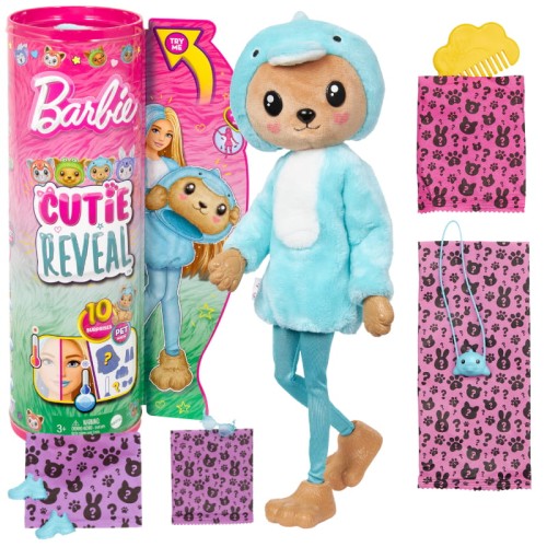 Barbie Cutie Reveal Urs-Delfin Papusa Costum de Primăvară
