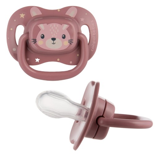 Canpol Babies Suzetă Silică Simetrică 0-6 luni ANIMALE DRĂGUȚE Roz