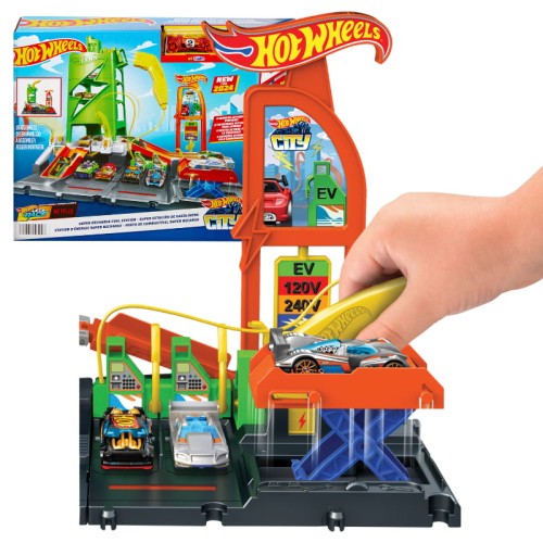 Hot Wheels City Superstație de Încărcare a Mașinilor Electrice Parcare