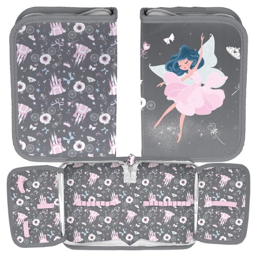 Pencil case cu un compartiment fără echipament cu clapete zână balerină