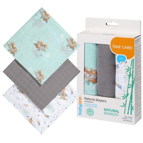 Babyono Pânze de Bambus Naturale din Fibre de Bambus 3-Pachet 70 x 70 cm