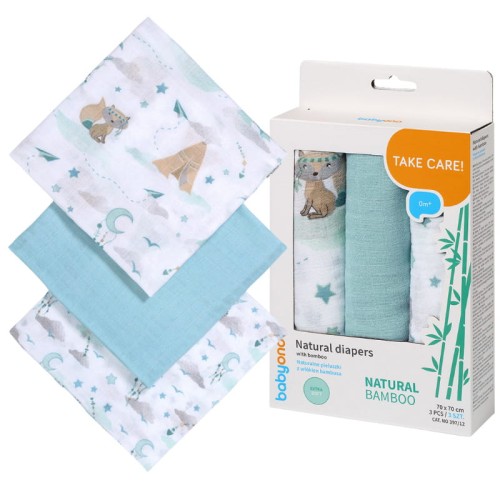 Babyono Păpuși Bambus Naturale Din Fibre De Bambus 3-Pachet 70 x 70 cm