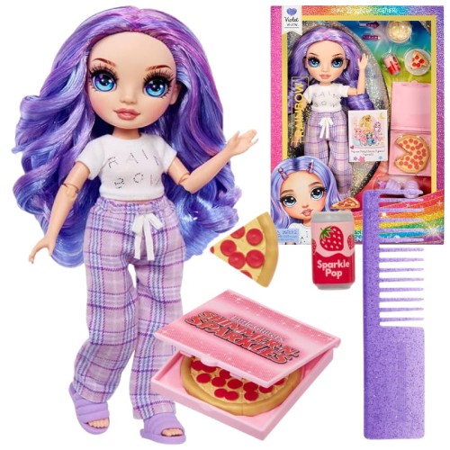 Rainbow High Junior Petrecerea în pijamale Violet Willow Păpușă + Accesorii