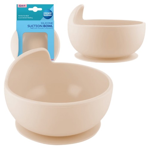 Canpol Babies Silikonowa Miseczka Z Przyssawką Kremowa 330 ml 6m+ 