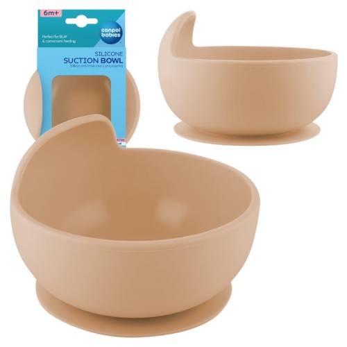 Canpol Babies Bol de silicon cu ventuză bej 330 ml 6m+
