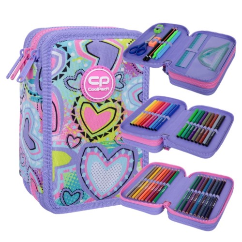 Coolpack Jumper 3 Piórnik Z Wyposażeniem Trzykomorowy Pastel Heart
