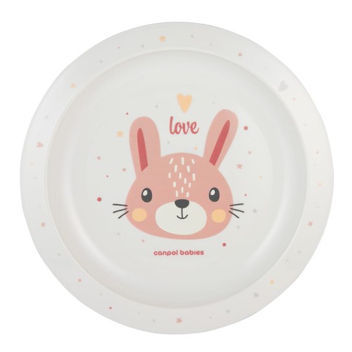 Canpol Babies Talerzyk Plastikowy Cute Animals 9m+ Różowy Króliczek