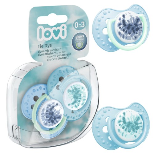 SUZETA SILICONICĂ DINAMICĂ LOVI ÎNTREȚINERE TIE DYE BLUE 0-3 luni 2 buc.