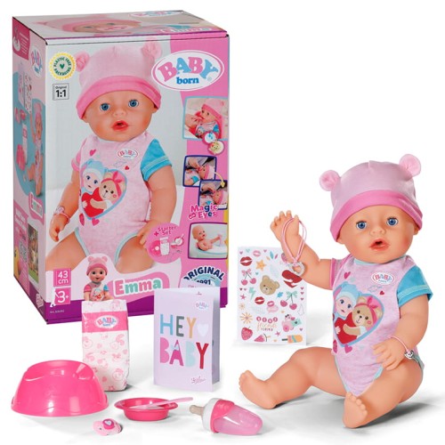 Baby Born Emma Păpușă Interactivă Multifuncțională + Accesorii 43 Cm
