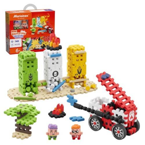 Marioinex Cărămizi Mini Waffle City Acțiune de Pompieri 148 El.