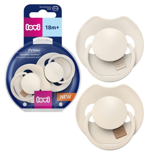 LOVI Prime Suport Suzetă Din Silicon Dinamică Ivory/Coconut 18m+ 2-buc