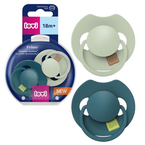 LOVI Prime Suzetă din silicon dinamică pentru liniștire Pistachio/Verde 18m+ 2-pak