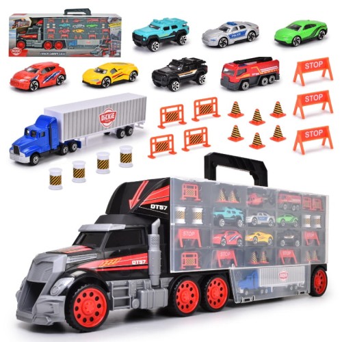 Dickie Toys 2 în 1 Set Camion + Valiză + Mașinuțe + Accesorii 3+