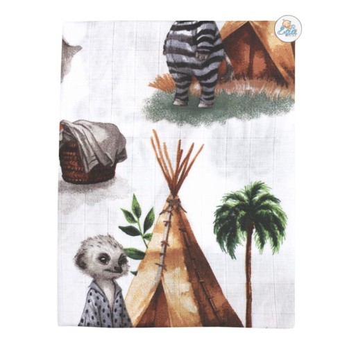 Ega Kids Pânză Muselină pentru Bebeluși 120x120 cm Animale în Pijamale