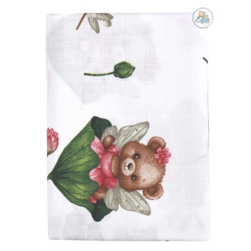 Ega Kids Pampers Pătură Înfășat Muselină 120x120 cm Urso Pe Floare