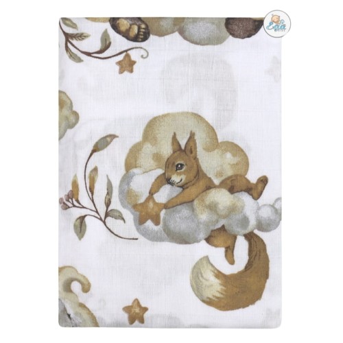 Ega Kids Pânză Piele Pătură Înfășătoare Muselină 120x120 cm Animale Adormite