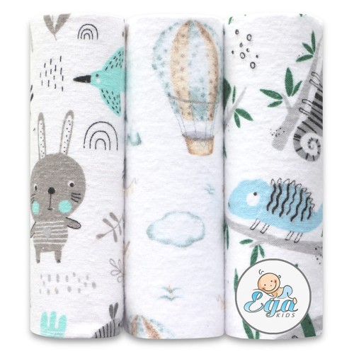 EGA SET DE PAMPERS FLANELA 3 BUCĂȚI IMPRESIONATE 3 PACHET FLANELA 70 X 80 CM