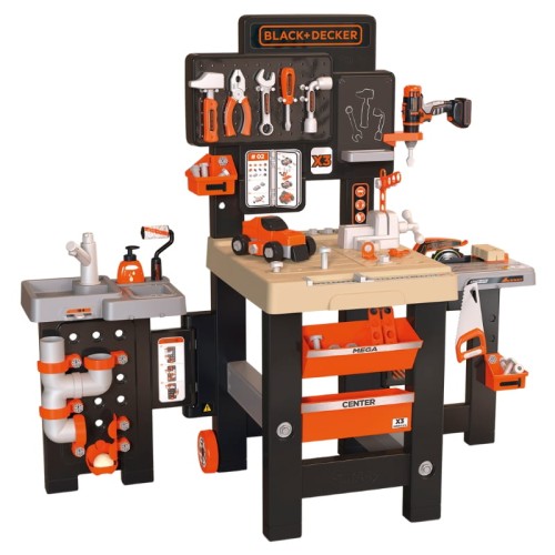 Smoby Black & Decker Atelier Mare Cu Zonă De Pictură Și Hidraulică Cu Unelte