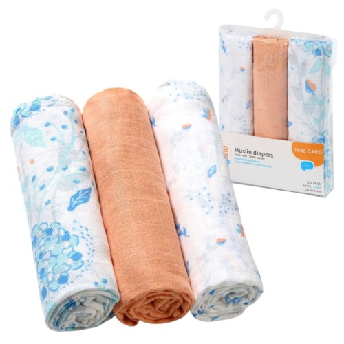 Babyono Pampers Muslinie Super Moi Bawełniane 3 szt. 3-Pak Portocaliu