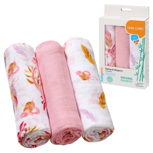 Babyono Păpuși Naturale Din Fibre de Bambus Roz 3 Buc. 3-Pachet