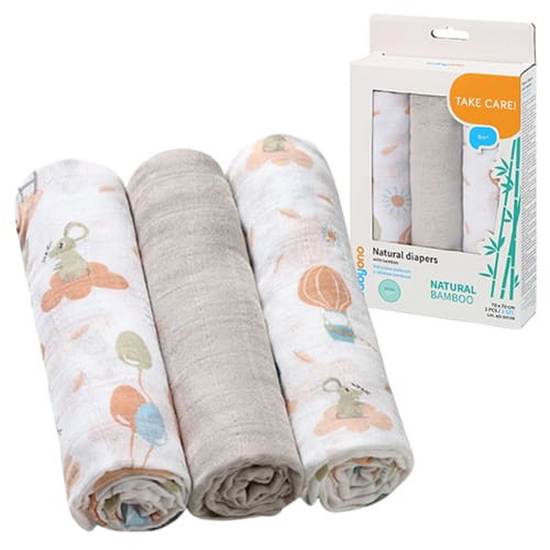 Babyono Șervețele Naturale din Fibre de Bambus Gri 3 Buc. 3-Pachet