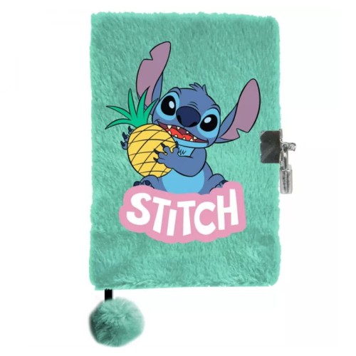 Jurnal Plush cu Lacăt Verde Stitch