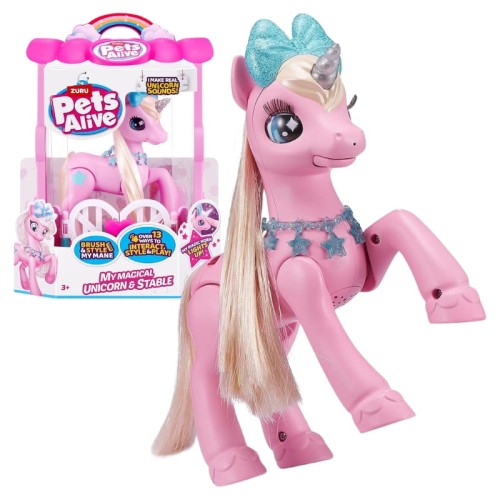Zuru Pets Alive Set Grajd cu Unicorn Unicorn Interactiv Roz