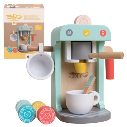 Owl & Fox Setul De Espresso Din Lemn Cu Accesorii Montessori