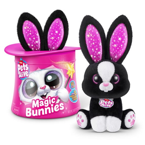 Zuru Pets Alive Iepuraș Magic Interactiv Jucărie Dărmătoare cu Pălărie + Baghetă Neagră