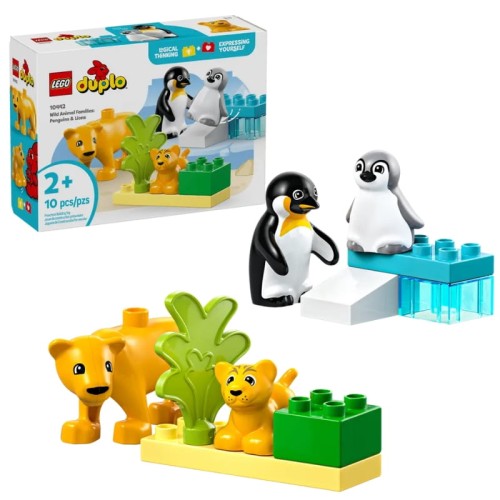 Lego Duplo Cuburi Familiile Animalelor Sălbatice: Pinguini și Lei 10 Buc. 2+