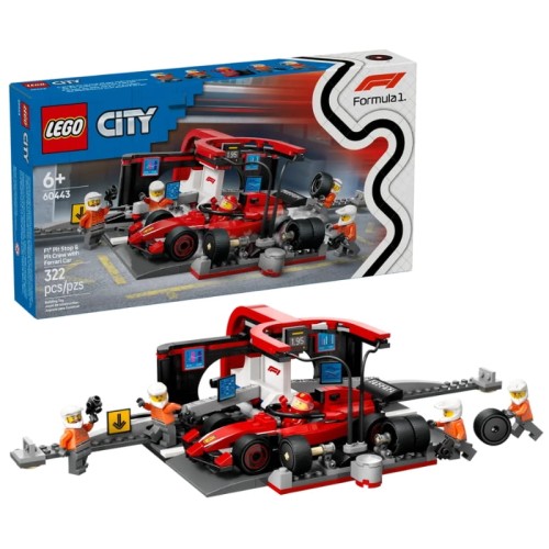 Lego City Set F1 Pit Stop Și Mecanicii Cu Mașina Ferrari Piese 322 El. 6+