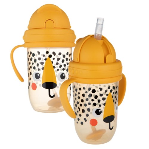 Canpol Babies Kubek Niekapek Kubeczek Z Rurką I Odważnikiem BabiesBoo Gepard 270ml 6m+